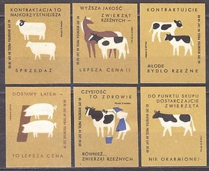 POLAND 1965 Matchbox Label Z#581/86 I set, Cattle for slaughter animals. - Imagen 1 de 1