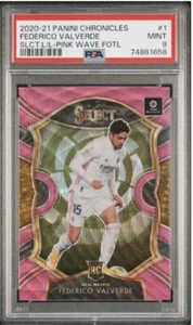 2020 Panini Select Federico Valverde Real Madrid 6/19 Pink Wave RC PSA 9 POP 2 - Bild 1 von 2