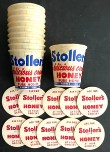 Vintage Lot of 10 Stoller's Delicious Creme Honey Sample Cups w/Lids Latty, Ohio - Picture 1 of 3