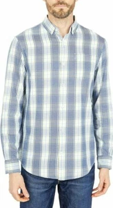 Original Penguin Men's Plaid Long Sleeve Button-Down Shirt Vintage Indigo M - Picture 1 of 3