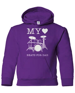 My Heart Beats For Dad Youth Hoodie Sweatshirt Valentine's Father's Day Gift - Picture 1 of 10
