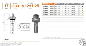 KIT 16 BULLONI x DISTANZIALI 12x1,25x55 CHIAVE 17 PIATTI x CITROEN NEMO,XSARA - Foto 1 di 1