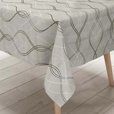 Wachstuch Tischdecke K150151 moderne Linien hellgrau eckig rund oval  - Bild 1 von 4