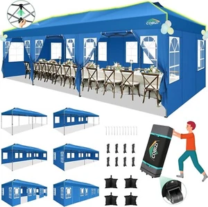 COBIZI 10x30 Pop up Canopy Waterproof UPF50+ Party Gazebo Tent with 8 Sidewalls - Picture 1 of 45