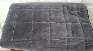 Pottery Barn Velvet Box Stitch KING Quilt, Charcoal  - Picture 1 of 2