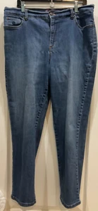 Pantalones de mezclilla para mujer Gloria Vanderbelt talla 16 cortos azules Amanda 5 bolsillos logotipo F14 - Imagen 1 de 10