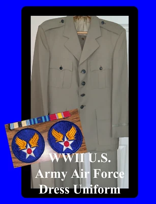 WWII U.S. Army Air Force Major Dress Uniform Coat-Trousers Size 41R Medal Ribbon - Image 1 of 4
