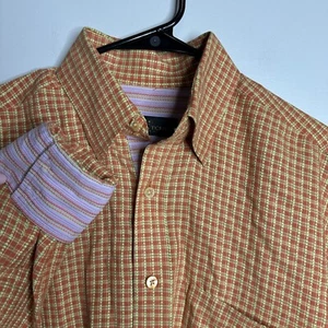 Men’s Bugatchi Size Medium Long Sleeve Colorful Flip Cuff Easter Button Shirt - Picture 1 of 5
