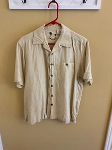 Banana Cabana 100% Silk Mens Shirt Size Medium  Yellow Shadowing - Picture 1 of 4