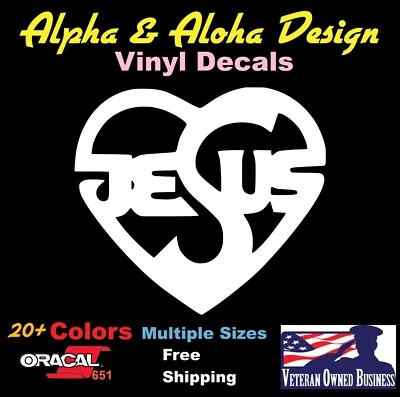 Adesivo adesivo janela coração Jesus carro caminhão Yeti laptop - Imagem 1 de 4