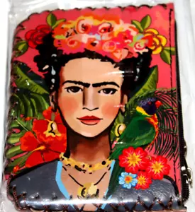 Frida Kahlo Rosa Corona Rosa Retrato Cuero Sintético Billetera Cartera Cremallera Llavero - Imagen 1 de 3