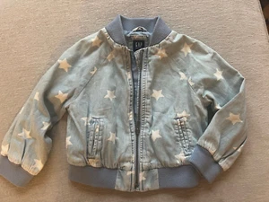 $49 EUC Gap sz 3 years girls soft denim-like star Jean bomber Jacket - Picture 1 of 3