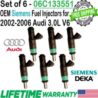 BRAND NEW OEM Siemens 6Pcs Fuel Injectors for 2002-2006 Audi A6 Quattro 3.0L V6 - Изображение 1 из 4