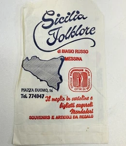Vintage Souvenir Papiertüte Modiano Sicilia Folklore Sizilien Italien Reise Ephemera - Bild 1 von 2
