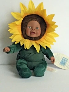Anne Geddes  Baby Sunflower  African American Bean Filled Collection 10.5" T - Picture 1 of 12