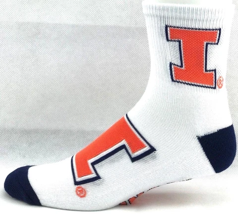 Illinois Fighting Illini White & Navy Deuce Quarter Logo Socks Cover