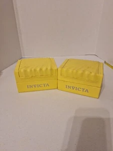 2 Invicta Classic Watch Display Case Empty Watch Box Storage Yellow w/ Pillow - Picture 1 of 5