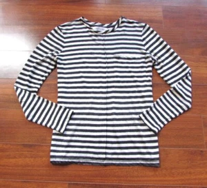 DEREK LAM 10C ~ Size Petite ~ Center Seam 100% LINEN Striped Long Sleeve Top a37 - Picture 1 of 3