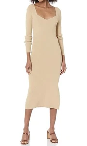 The Drop Damen Cameron gerippt Herzausschnitt Midi Pullover Kleid Stein Neu mit Etikett - Bild 1 von 4