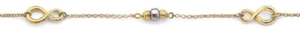 NEW 14K TWO TONE GOLD INFINITY BEAD BRACELET - Picture 1 of 2
