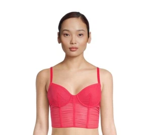 No Boundaries Junior Rüschen Netz Spitze Bustier Gr. Large Melone Delight Rot Neu - Bild 1 von 4