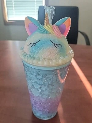  Colorido Unicornio Helado Arco Iris Vaso Doble Capa con Paja Taza Escarchada Foto 1 de 4
