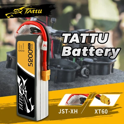 Tattu 5200mAh 14.8V 35C 4S Lipo Batería XT60 Enchufe Para RC Coche Camión Heli Avión Foto 1 de 4