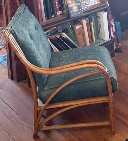 VINTAGE HEYWOOD WAKEFIELD CANE SOFA AND CHAIR Cover