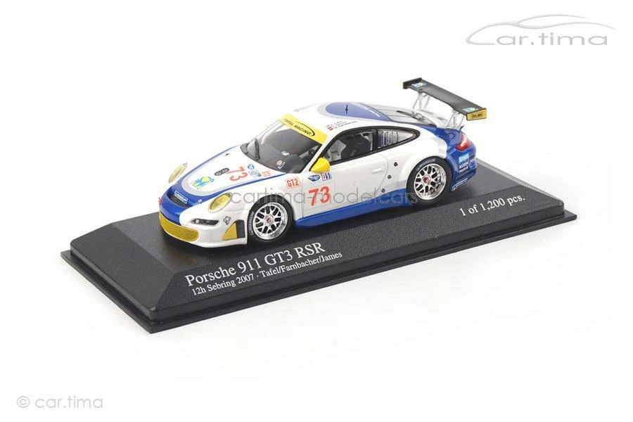 Porsche 911 Gt3 RSR Tafel James 12h Sebring 2007 Minichamps 1/43 modellismo