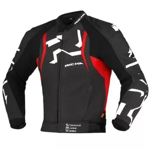 Chaqueta AA de cuero deportiva para motocicletas negras/rojas RICHA STRADALE pista/carretera - Imagen 1 de 4