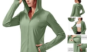 Women's UPF 50+ Sun Protection Hoodie Jacket Lightweight Long X-Small C-green - Picture 1 of 7