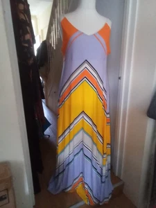 Monsoon Multi-coloured Chevron Stripe Jersey Maxi Dress UK 22 New with Tags - Picture 1 of 2