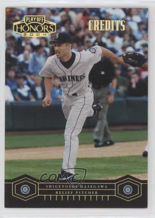 2004 Playoff Honors Credits Gold /25 Shigetoshi Hasegawa #176 - Image 1 of 2
