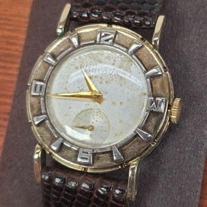 Vintage Bulova Berkshire 1950s Wristwatch 10k Rolled Gold Plate W/ Leather Band - Picture 1 of 11