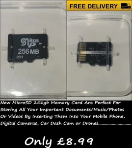 New MicroSD Card 256MB Memory Card For Storing Files/Photos/Music For Mp3/Mp4 - Picture 1 of 4