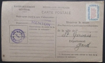 Service 15A sur carte de ravitaillement de Menton (06) pour St Gervais (Gard) - Photo 1/2