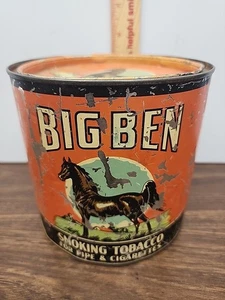 Vintage Big Ben Smoking Tobacco For Pipe & Cigarettes Empty Large Metal Tin - Imagen 1 de 4