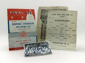 RARE Preston v Sunderland 1937 FA Cup Final Programme + TEAM SHEET + SONG SHEET - Bild 1 von 9
