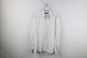 Bugatchi Uomo Mens Large Shaped Fit Sheer Linen Collared Button Shirt White - Picture 1 of 15