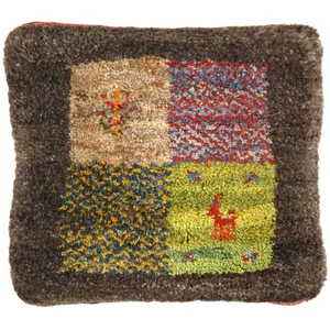 Fine Hand knotted Gabbeh pillow 15"X 16" - Picture 1 of 2