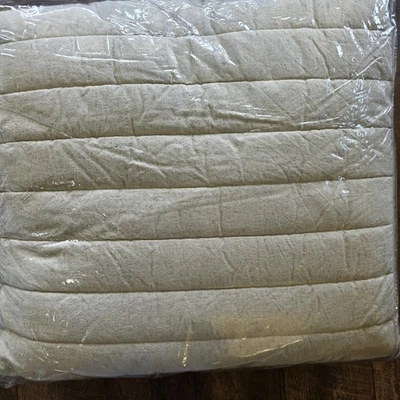 Edredón Pottery Barn europeo lino algodón puntada de canal avena KING Foto 1 de 4