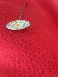 Antiguo broche prendedor ampolla abulón ovalado plata esterlina victoriana de 12" G.A.R. - Imagen 1 de 3