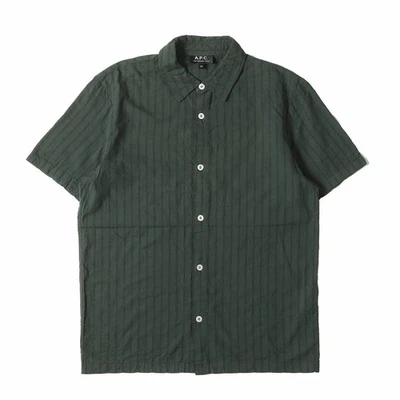 A.P.C. Camisa Talla: XS Doble Raya Elástico Algodón Préstamo Manga Corta Usada BEEG-0 Foto 1 de 3