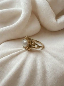 Anillo de perlas flor 10KYG 5,85 g - Imagen 1 de 7