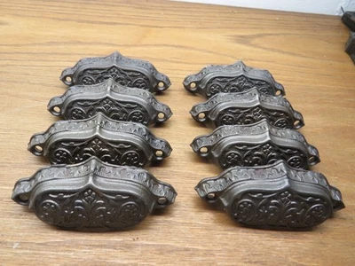 8 OLD CAST IRON DRAWER PULLS,APPOTHECARY CABINET PULL...HANDLE - Image 1 of 4
