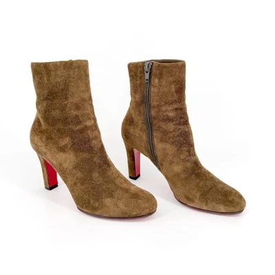 Christian Louboutin Botines de Gamuza Verde Tacón Bloque Talla 36.5 EE. UU. 6.5 Para Mujer Foto 1 de 4