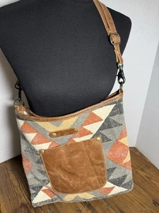 Myra Tasche Angle Tangle Leder und Canvas Schulter oder Crossbody mit Taschen (C) - Bild 1 von 21