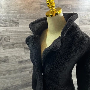 STOOSH Snap Front Long Sleeve Black Fleece Overcoat Women's Size Small - Picture 1 of 12