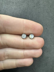 1.1g Vintage Sterling Silver 925 Moonstone Stud Earrings Jewelry lot H - Picture 1 of 11