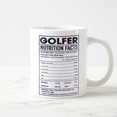 Taza de información nutricional para golfista divertida taza de café regalo para amantes del golf hombres o compañeros de trabajo Foto 1 de 2